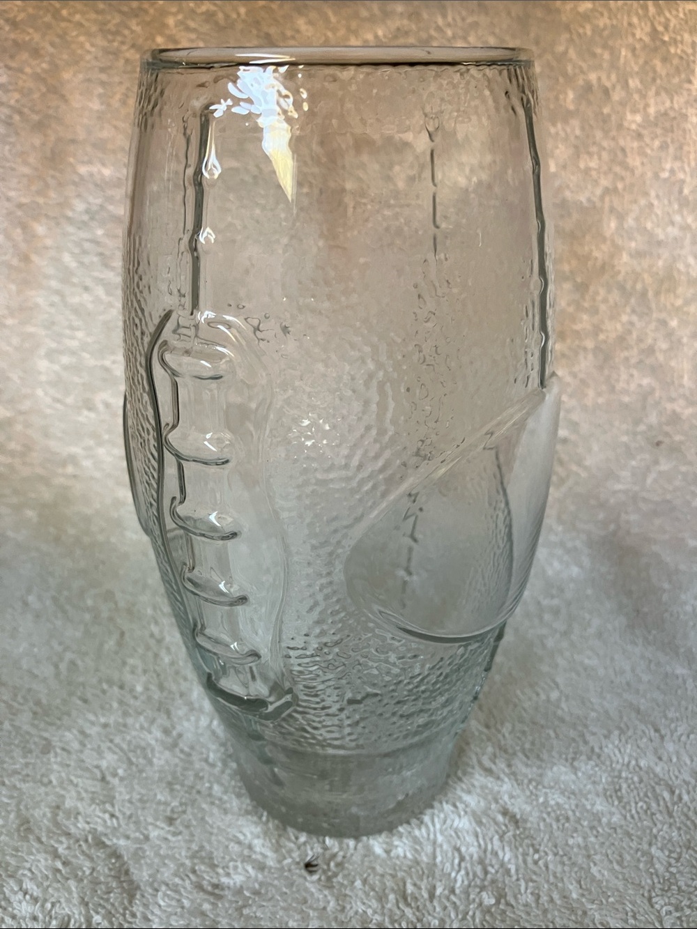 2 Clear Textured Glass Football Tumblers Libbey Man Cave